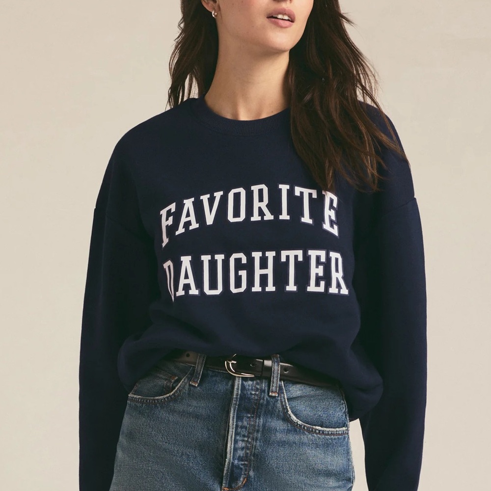 Favorite Daughter Navy Blur Collegiate Sweatshirt L Large